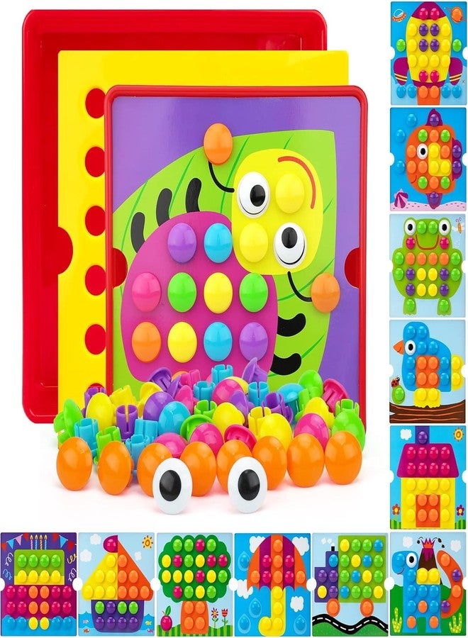 Slipps Button Art Toys for Toddlers 3-5 Years Old,Educational Color Matching Mosaic Pegboard & Fine Motor Skills Game,Early Preschool Learning Crafts Activity for Boys & Girls (Ladybug) - Image 1